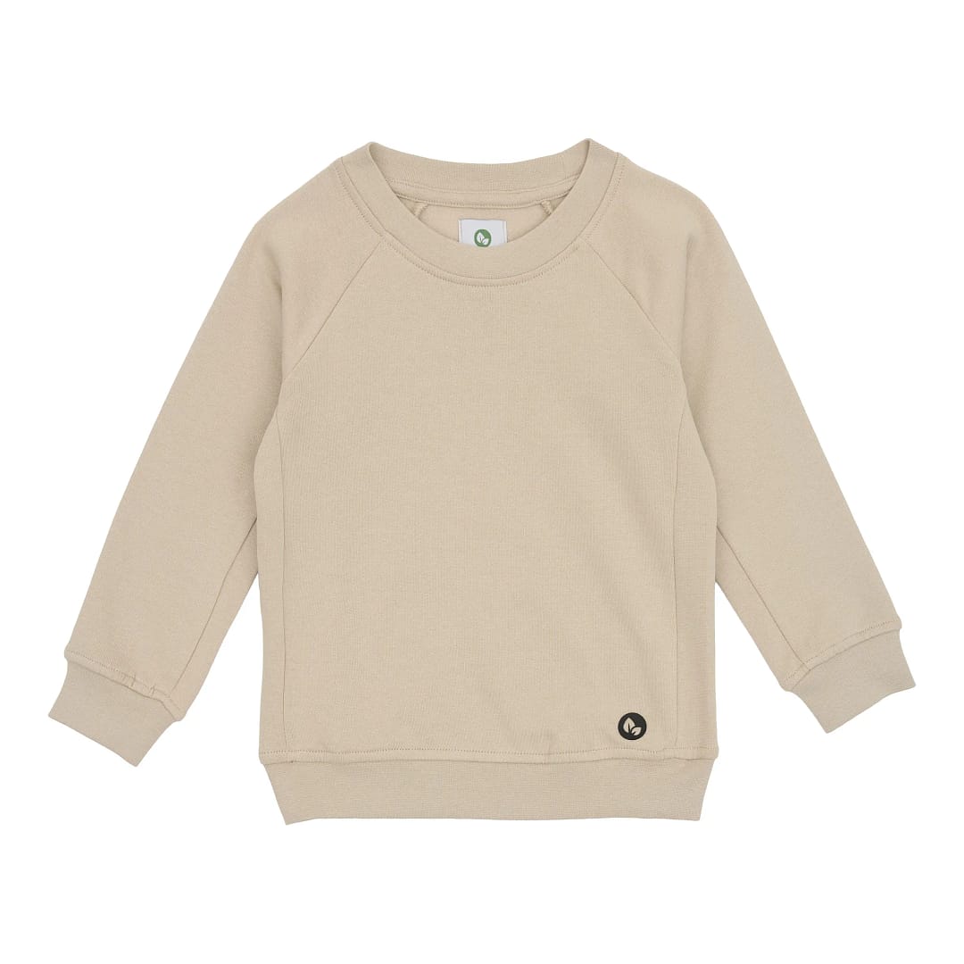 Sweatshirt til børn i farven beige – eksklusivt sweatsæt fremstillet i blød og slidstærk Supima-bomuld, ideel til hverdagskomfort