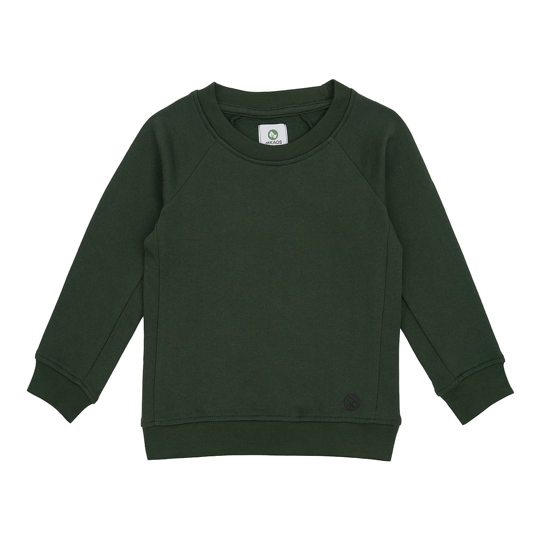 Sweatshirt til børn i farven grøn – eksklusivt sweatsæt fremstillet i blød og slidstærk Supima-bomuld, ideel til hverdagskomfort